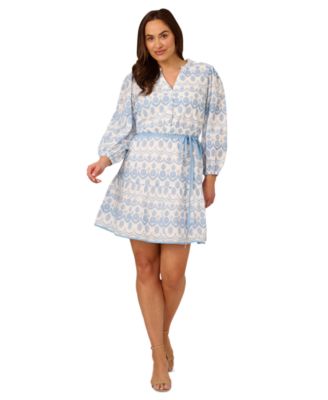 Adrianna Papell - Plus Size Cotton Eyelet Belted Dress