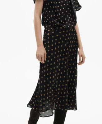 MANGO - Women's Polka-Dot Midi Skirt
