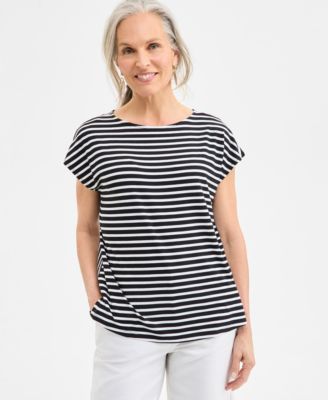 Style & Co - Women's Mixed-Stripe Dolman-Sleeve Top