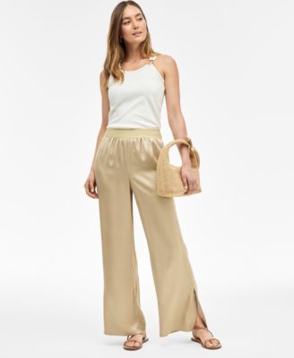 I.N.C. International Concepts - Women's Satin Pull-On Wide-Leg Pants, Exclusively at Macy's