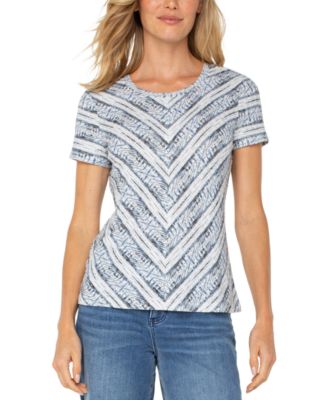 Liverpool Los Angeles - Petite Short-Sleeve Scoop-Neck Knit Top