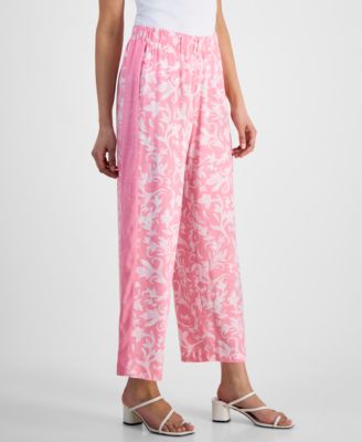 JM Collection - Petite Side-Panel Printed Pull-On Pants