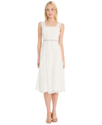 Donna Morgan - Women's Eyelet-Embroidered Midi Dress