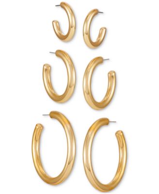GUESS - Gold-Tone 3-Pc. Set Polished Medium & Large Hoop Earrings