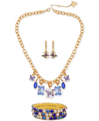 GUESS - Mixed Stone Butterfly Statement Necklace, Drop Earrings & 3-Pc. Stretch Bracelet Set