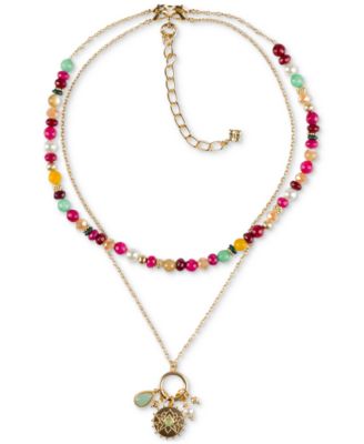 Patricia Nash - Gold-Tone Beaded Convertible Pendant Necklace, 19" + 3" extender