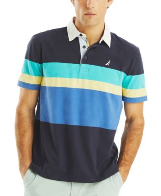 Nautica - Men's Relaxed Fit Short Sleeve Striped Polo Shirt