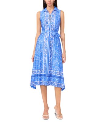 MSK - Petite Printed Tie-Waist Fit & Flare Dress