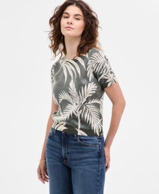 GUESS - Women's Sequin Printed Short-Sleeve Sweater