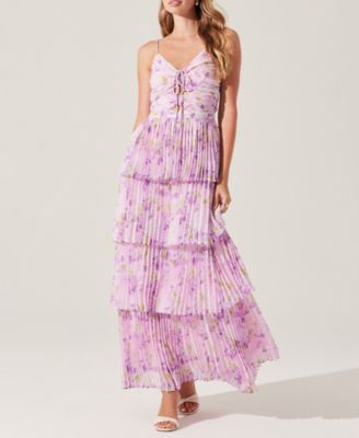 ASTR the Label - Women's Daytona Tie-Front Pleated Maxi Dress