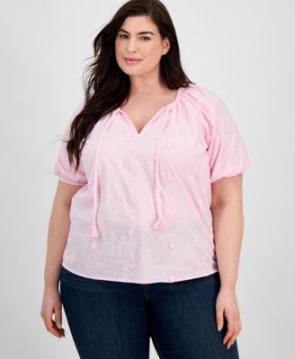 Style & Co - Plus Size Cotton Appliqu&eacute; Top