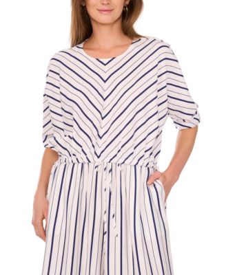 Sam & Jess - Petite Chevron-Striped Tie-Hem Top