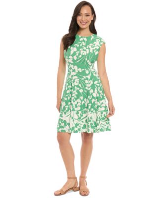 London Times - Women's Floral-Print Fit & Flare Dress