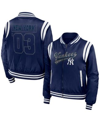 WEAR by Erin Andrews - Women's Navy New York Yankees Football Bomber Jacket