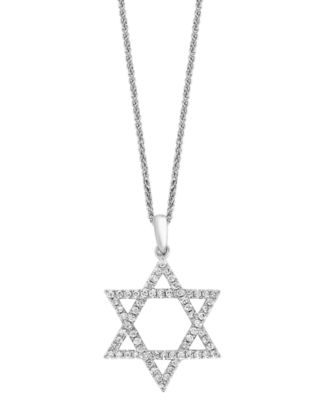 LALI Jewels - Diamond Star of David 18" Pendant Necklace (1/3 ct. t.w.) in 14k White Gold