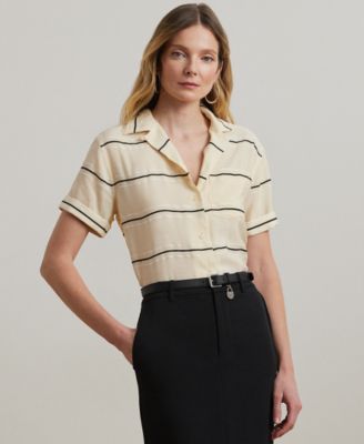 Lauren Ralph Lauren - Petite Striped Short-Sleeve Camp Shirt