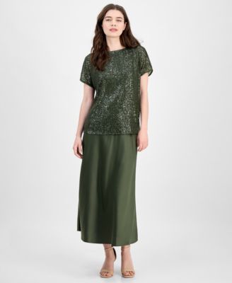 Anne Klein - Women's Bias-Cut Flared Pull-On Skirt