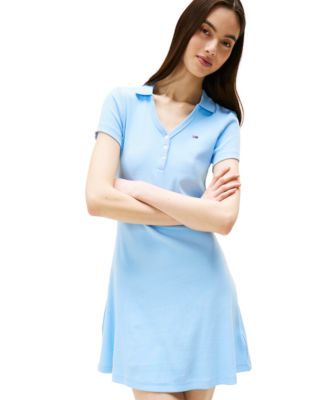 Tommy Jeans - Women's Fit & Flare Ribbed Polo Dress