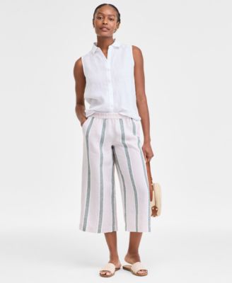 Charter Club - Women's Pull-On High-Rise Linen Pants