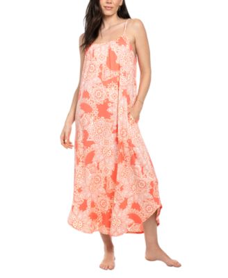 Linea Donatella - Women's Coral Printed Maxi Nightgown