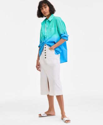 On 34th - Women's Button-Fly Midi Skirt