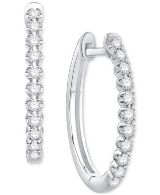 Macy's - Diamond Small Hoop Earrings (1/3 ct. t.w.) in 10k White Gold or 10k Yellow Gold