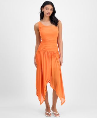 Bar III - Women's One-Shoulder Handkerchief-Hem Midi Dress, Exclusively at Macy's