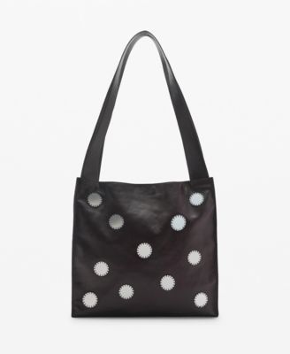 MANGO - Women's Double-Handle Leather Shoulder Bag