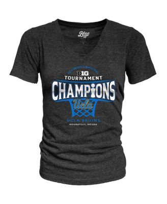 Blue 84 - Women's Black UCLA Bruins 2025 Big Ten Women's Basketball Conference Tournament Champions Locker Room Tri-Blend V-Neck T-Shirt