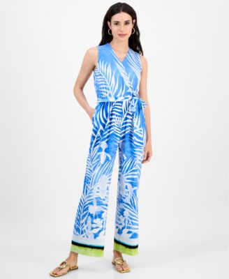I.N.C. International Concepts - Petite Printed Tie-Waist Jumpsuit