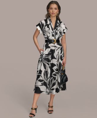 Donna Karan New York - Women's Floral-Print Belted Midi Dress