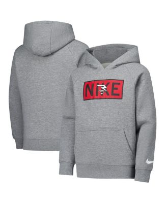 Nike 3BRAND by Russell Wilson - Big Boys and Girls Gray Plate Logo Raglan Pullover Hoodie