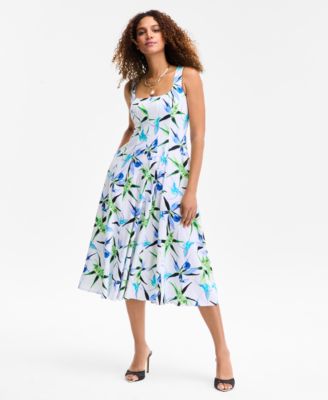 I.N.C. International Concepts - Women's Printed Square-Neck Midi Dress