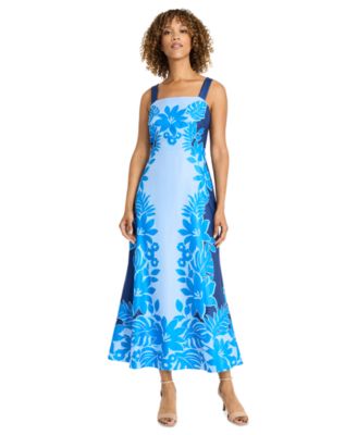 Maggy London - Women's Placement-Print Square-Neck Maxi Dress