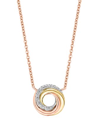 LALI Jewels - Diamond Swirl Knot 18" Pendant Necklace (1/10 ct. t.w.) in 14k Tricolor Gold