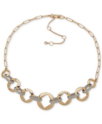 KARL LAGERFELD PARIS - Two-Tone Pav&eacute; Square-Cut Link Statement Necklace, 16" + 3" extender