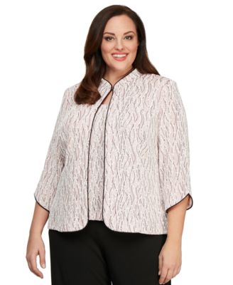 Alex Evenings - Plus Size Mandarin-Collar Jacket & Top Set