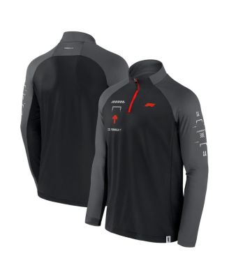 Formula 1 - Men's Black/Graphite Tech Stacked Logo Raglan Quarter-Zip Pullover
