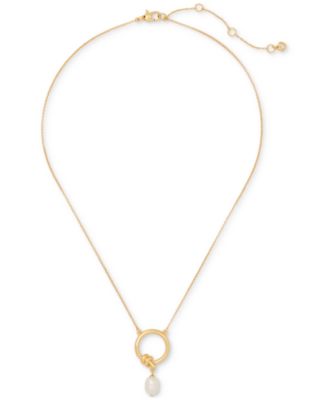 kate spade new york - Gold-Tone Freshwater Pearl Pendant Necklace, 18" + 3" extender
