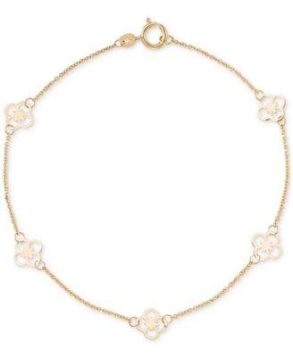 Macy's - Polished Openwork Clover Station Link Bracelet in 10k Gold