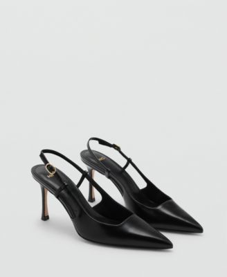 MANGO - Women's Pointed Toe Leather Heeled Shoes