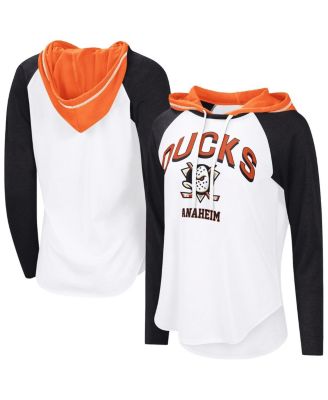 G-III 4Her by Carl Banks - Women's White Anaheim Ducks VIP Raglan Long Sleeve Hoodie T-shirt