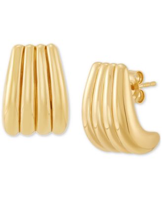 Macy's - Polished Knot & Teardrop Dangle Hoop Earrings in 14k Gold