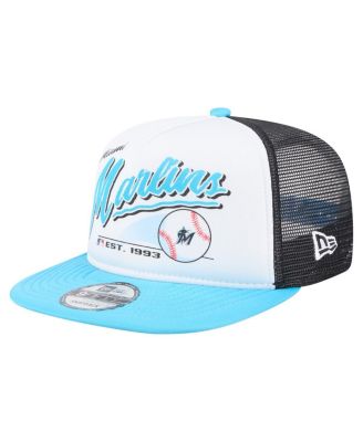 New Era - Men's White/Blue Miami Marlins Retro Script Trucker 9FIFTY Snapback Hat