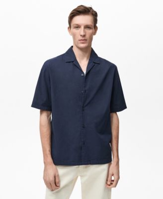 MANGO - Men's Textured Bowling Collar Shirt