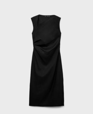 MANGO - Women's Asymmetrical Linen Dress