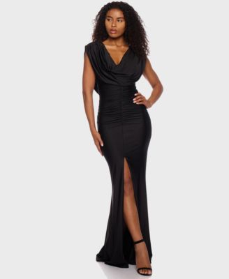 Alex & Sophia - Juniors' Cowlneck Ruched Maxi Dress