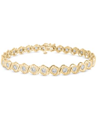 Macy's - Diamond Swirl Bezel Link Bracelet (4 ct. t.w.) in 10k Gold