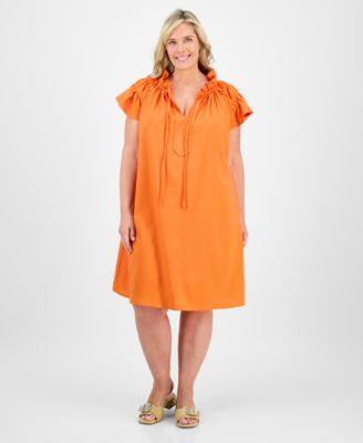 Robbie Bee - Plus Size Flutter-Sleeve A-Line Dress