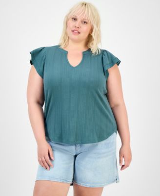 Democracy - Trendy Plus Relaxed Flutter-Sleeve Top